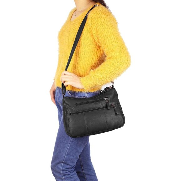 🆕 Volganik Rock PU Leather Shoulder Bag Women Black Soft Pocketbooks Purse - Picture 2 of 6